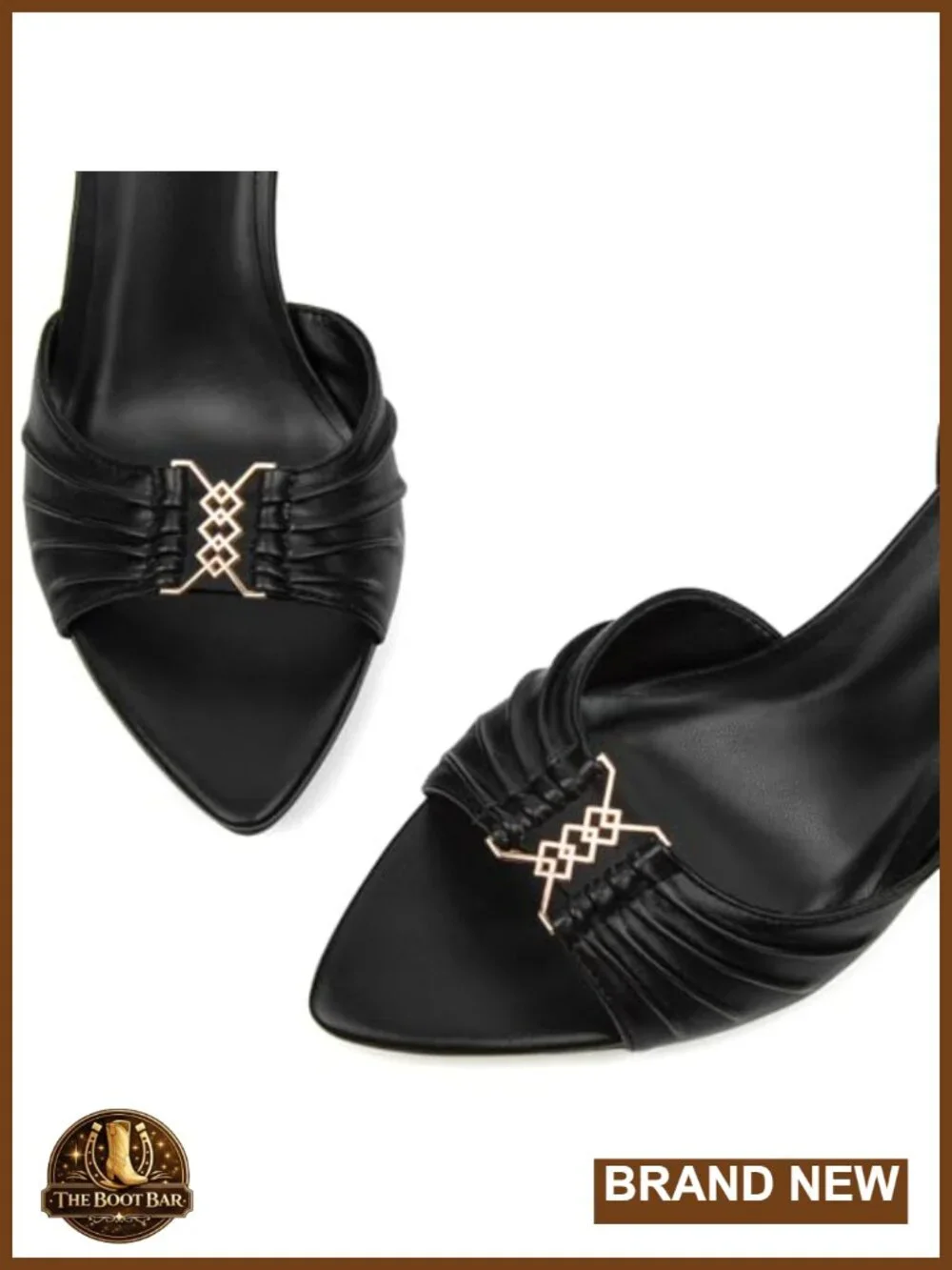 Pointed Peep Toe Stiletto Heeled Sandals with Adjustable Ankle Strap - PU
